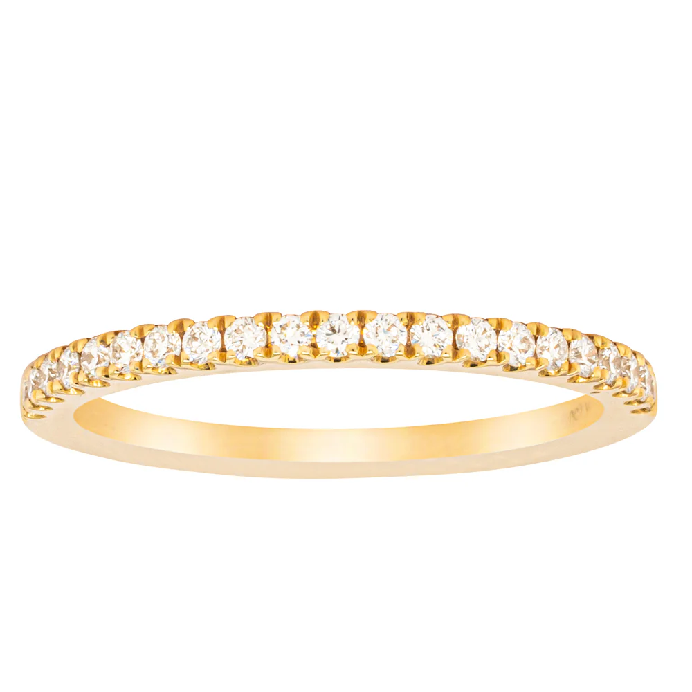 Alliance de mariage Alliance M2 en or jaune 18 carats avec diamants en or sertie de diamants — AJS Créations, joaillier à Paris