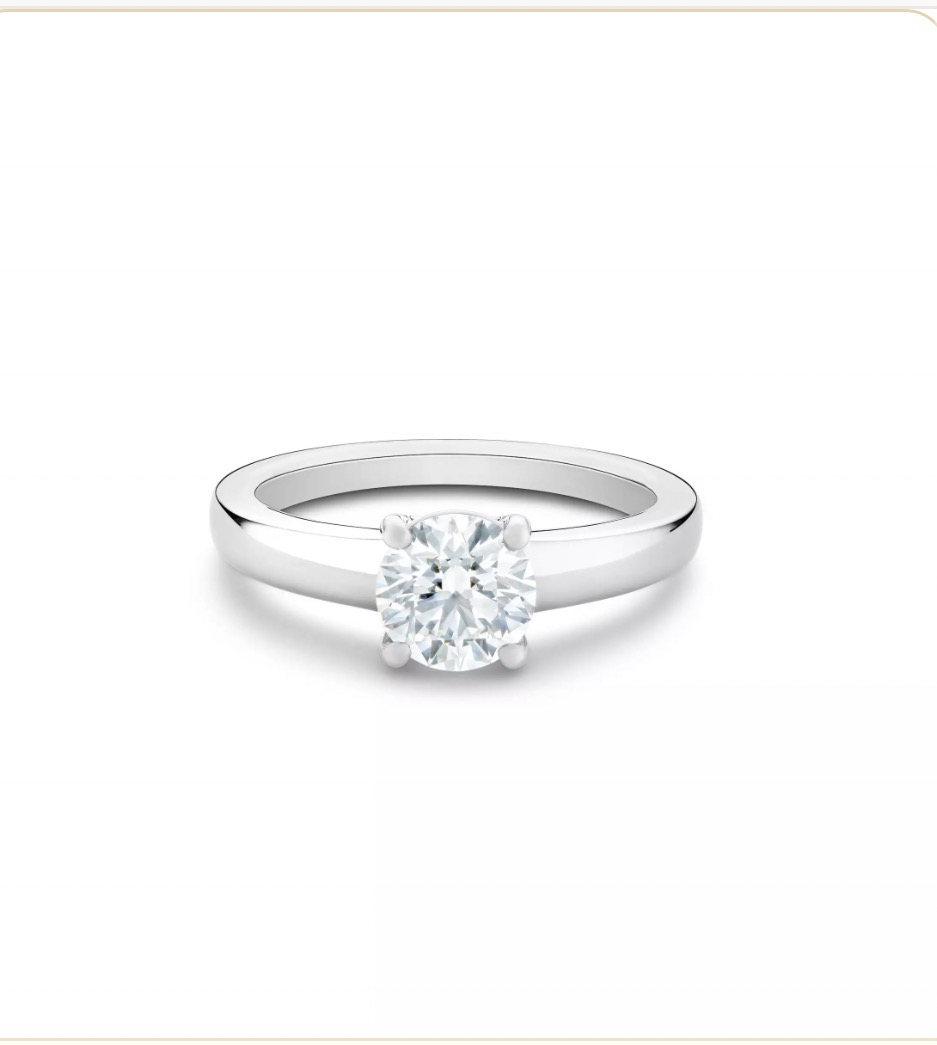 Bague de fiançailles solitaire diamant rond en or blanc