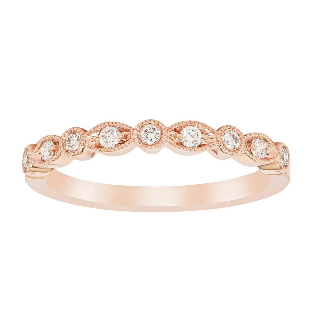Alliance de mariage Alliance Octavie en or rose 18 carats avec diamants en or sertie de diamants — AJS Créations, joaillier à Paris