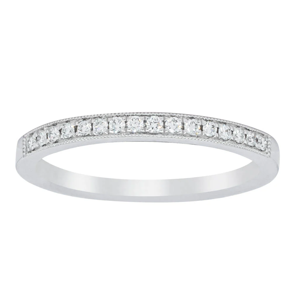 Alliance de mariage Alliance Flora en or blanc 18 carats et diamants 12 carats en or sertie de diamants — AJS Créations, joaillier à Paris